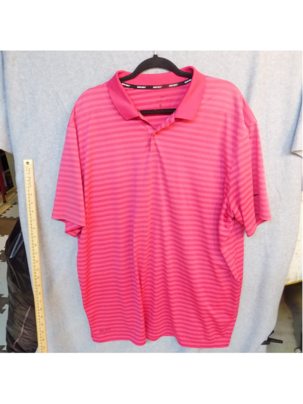 Mens Nike Golf polo dri-fit/fuschia striped XXL